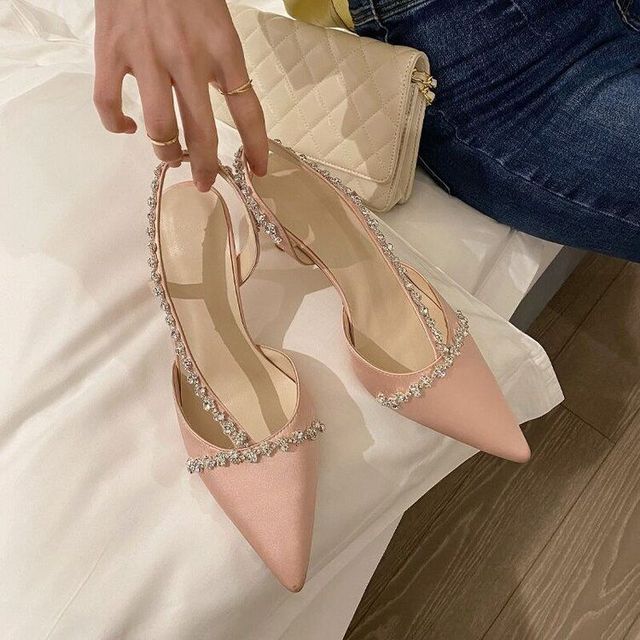 Heel Pointy Stiletto Sandals Rhinestone