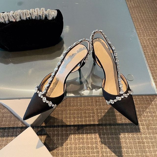 Heel Pointy Stiletto Sandals Rhinestone