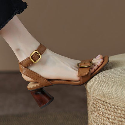 Heel Buckled Sandals Round