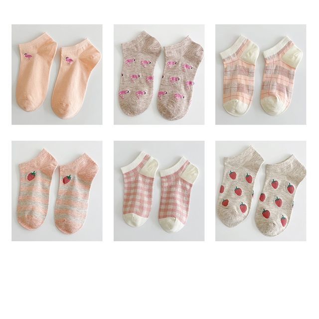 Set Of 6 Pairs: Jacquard Socks