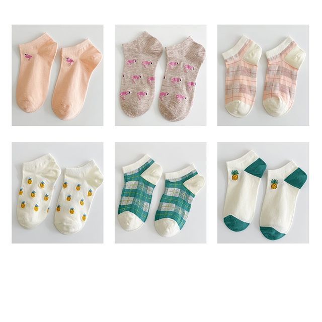 Set Of 6 Pairs: Jacquard Socks