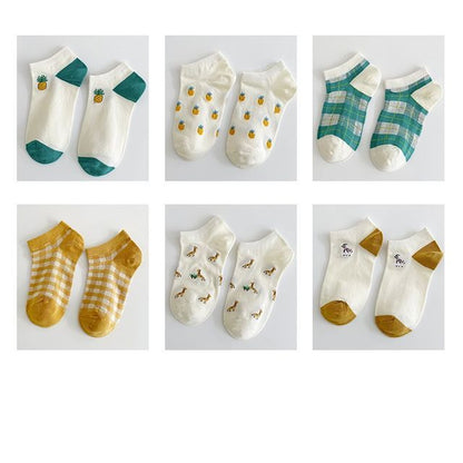 Set Of 6 Pairs: Jacquard Socks