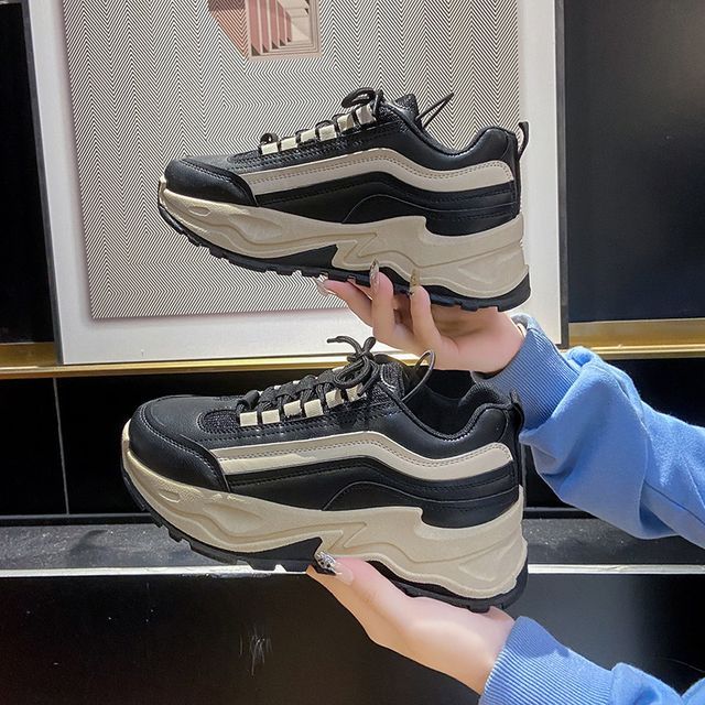 Athletic Platform Sneakers Two-Tone