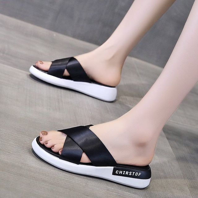 Platform Slide Sandals Crisscross