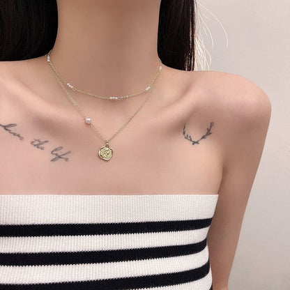 Pearl Faux Necklace Floral