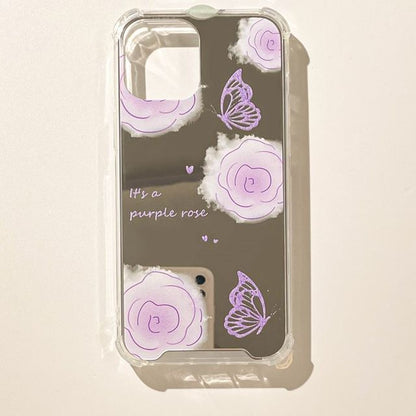 Flower Case Phone Butterfly Mirrored