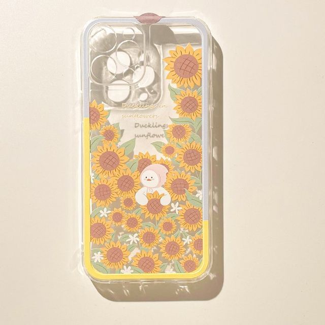 Transparent Sunflower Phone Case Duck