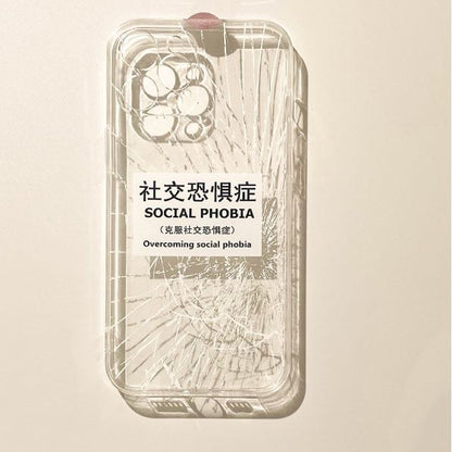 Print Transparent Case Characters Crack Chinese Phone