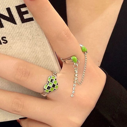 Ring Checker Open Double Chained Heart