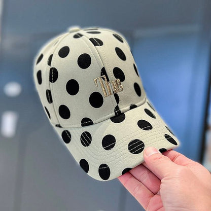 Dot Cap Lettering Polka Embroidered Baseball