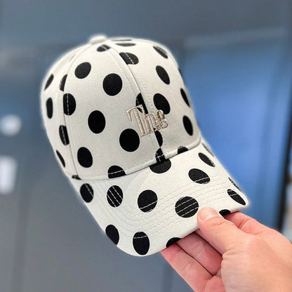 Dot Cap Lettering Polka Embroidered Baseball