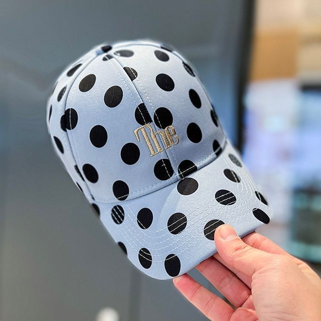 Dot Cap Lettering Polka Embroidered Baseball