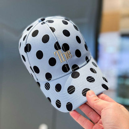 Dot Cap Lettering Polka Embroidered Baseball