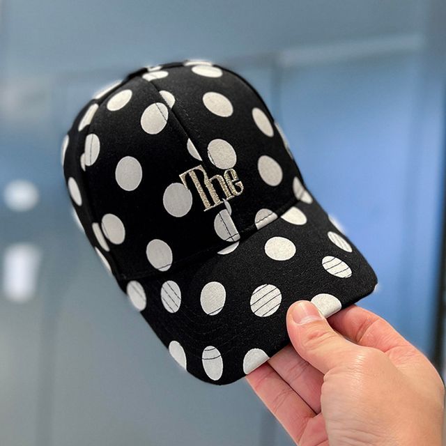 Dot Cap Lettering Polka Embroidered Baseball