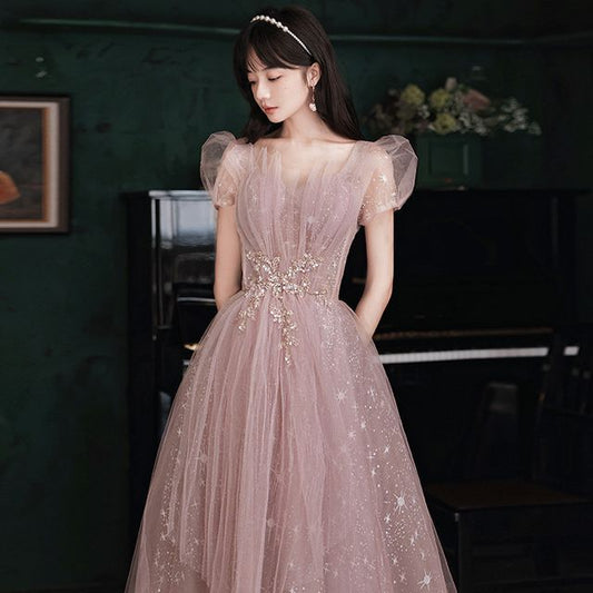 Embellished Short-Sleeve Dress Maxi (Various Prom Designs)