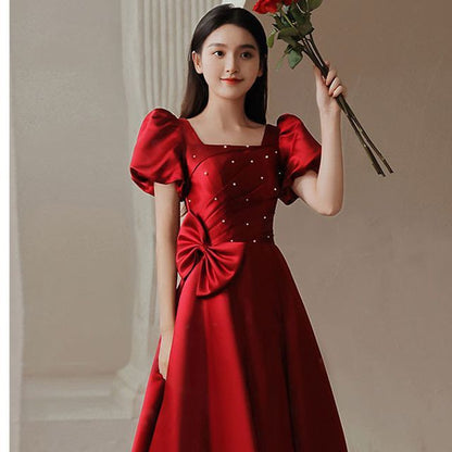A-Line Puff-Sleeve (Various Embellished Dress Bow Prom Designs)