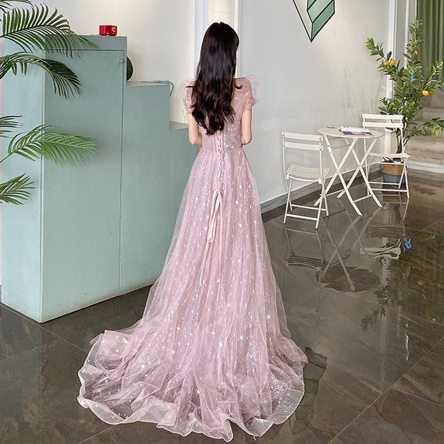 Embellished Short-Sleeve Dress Maxi (Various Prom Designs)