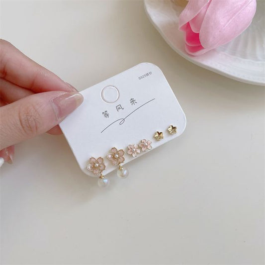 Alloy designs) Sakura 3 Pair Set: (various Earring