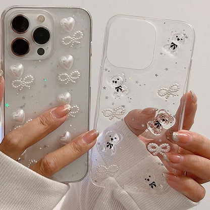 Transparent Bow Case / Heart Bear Phone