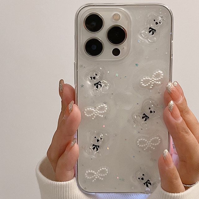 Transparent Bow Case / Heart Bear Phone