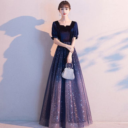 Gown Mesh Gradient Evening A-Line