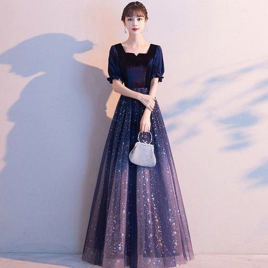 Gown Mesh Gradient Evening A-Line