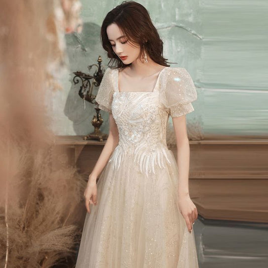 Gown / Puff-Sleeve Cocktail A-Line Evening Dress