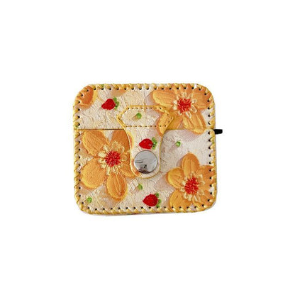 Flower Print Faux Leather AirPods Earphone Case Skin