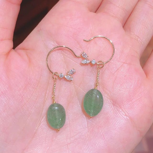 Dangle Pendant Rhinestone Gemstone Faux / Sterling Earring Leaf Silver