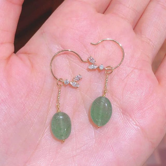 Dangle Pendant Rhinestone Gemstone Faux / Sterling Earring Leaf Silver