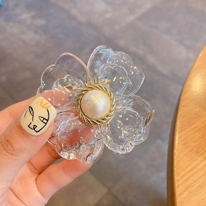 Faux Pearl Floral Hair Claw