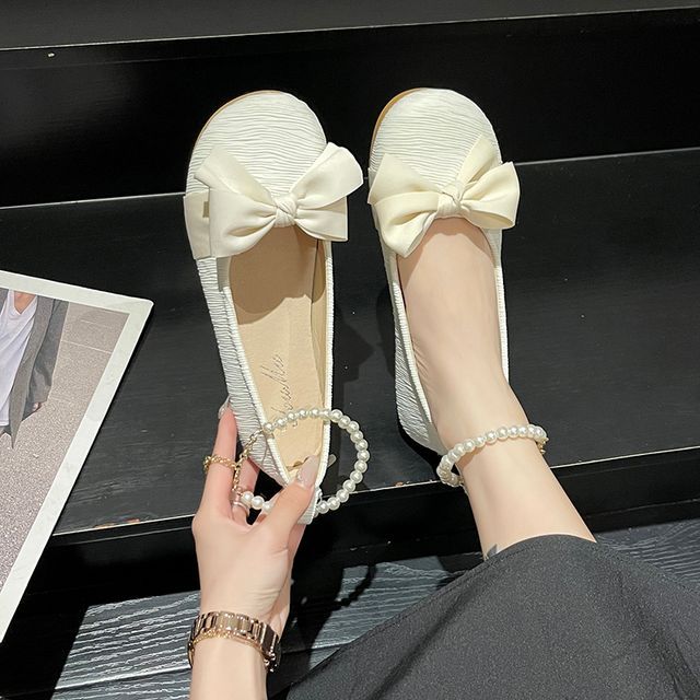 Bow Faux Flats Pearl