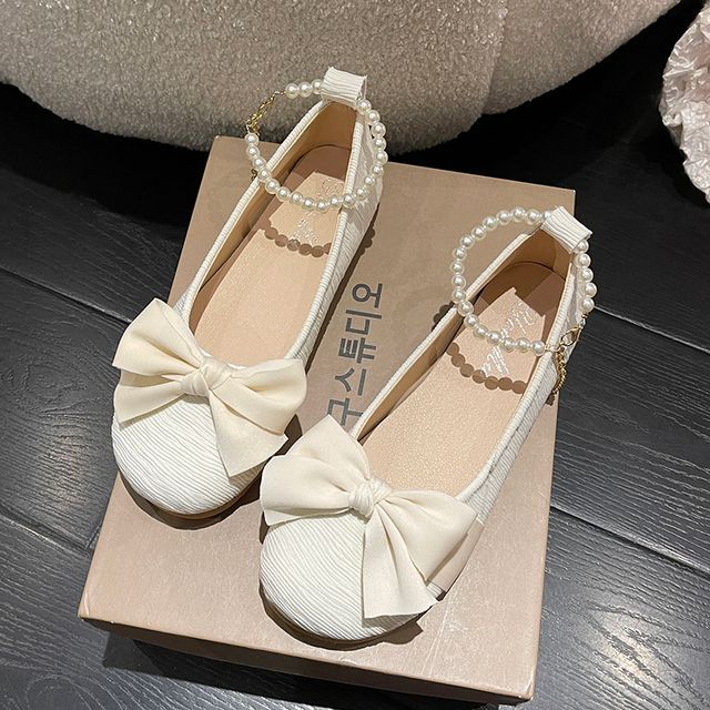 Bow Faux Flats Pearl
