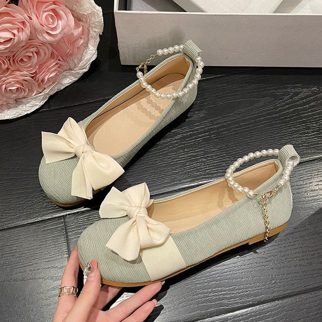 Bow Faux Flats Pearl
