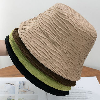 Texture Hat Bucket Reversible Wavy Plain