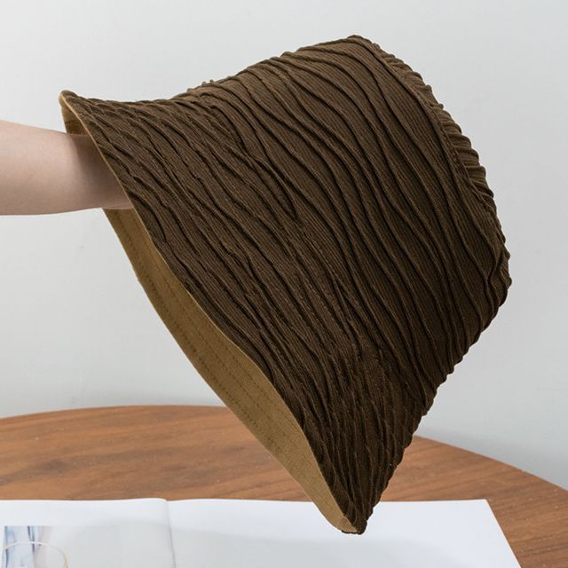 Texture Hat Bucket Reversible Wavy Plain
