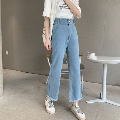 Cropped High Jeans Waist Loose Fit
