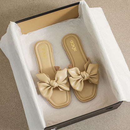 Bow Flat Slide Sandals