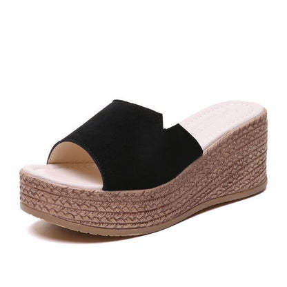Slide Platform Wedge-Heel Sandals