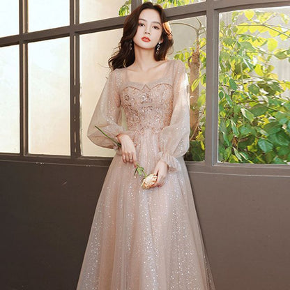 Embellished Designs) Neck Cocktail (Various Square Dress Mesh Long-Sleeve Glitter