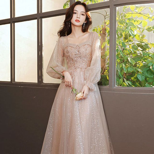 Embellished Designs) Neck Cocktail (Various Square Dress Mesh Long-Sleeve Glitter