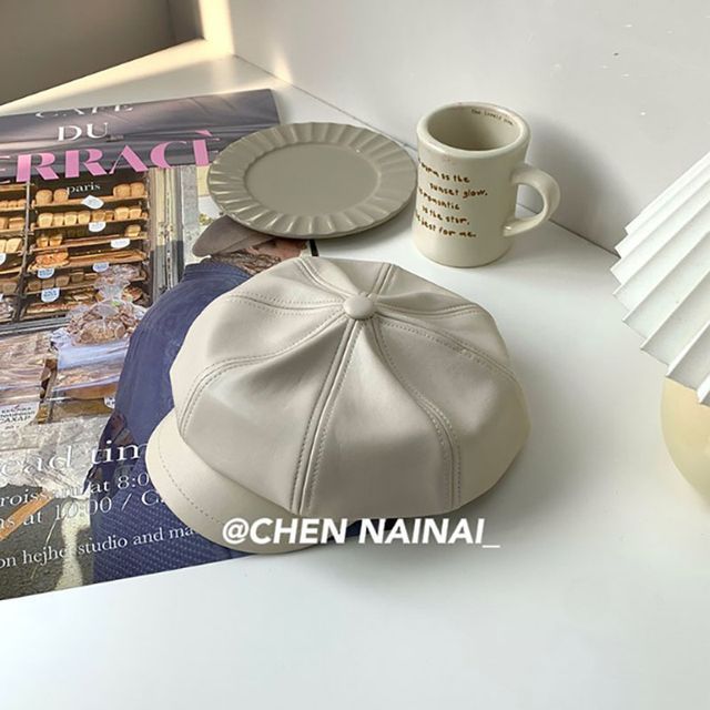 Cap Faux Newsboy Leather