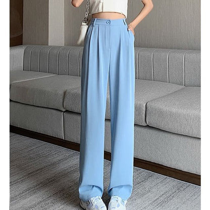 High Waist Plain Wide Leg Pants (Various Designs)