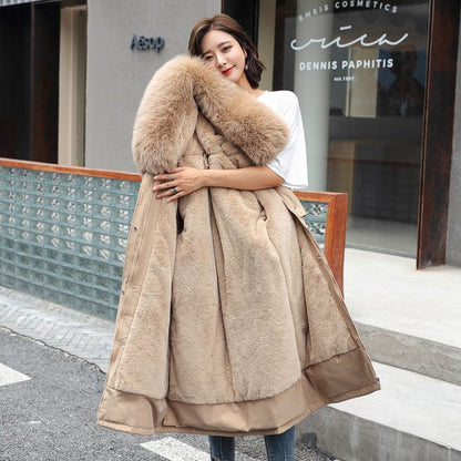 Fluffy Hooded Padded Zip-Up Long Coat