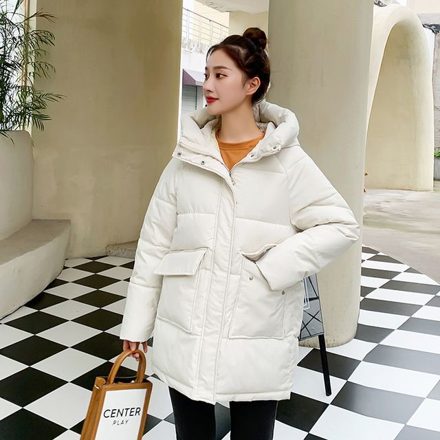 Hooded Plain Padded Coat