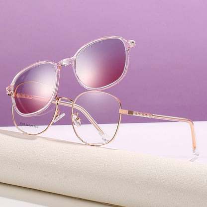Snap Magnetic Sunglasses with Glasses Round On