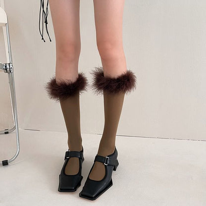 Feather Accent Tall Socks