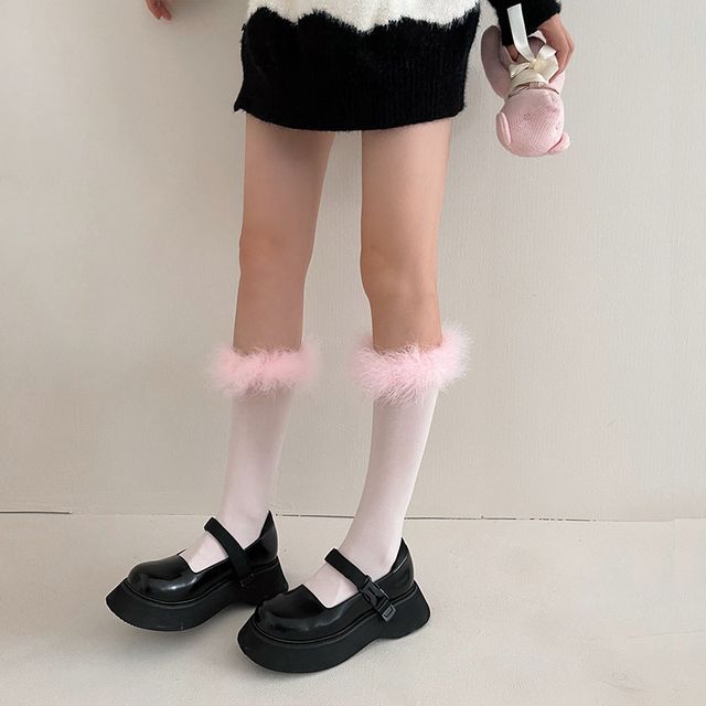 Feather Accent Tall Socks