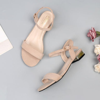 Heel Block Plain Sandals