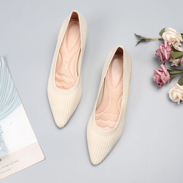 Heel Pumps Pointy-Toe Knit Wedge